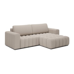 Canapé d’angle convertible DORY beige clair 250 cm avec coffre de rangement angle droit 