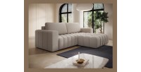 Canapé d’angle convertible DORY beige clair 250 cm avec coffre de rangement angle droit 