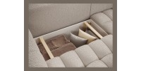 Canapé d’angle convertible DORY beige clair 250 cm avec coffre de rangement angle droit 
