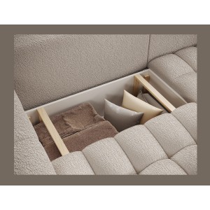 Canapé d’angle convertible DORY beige clair 250 cm avec coffre de rangement angle droit 