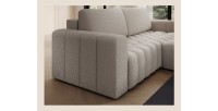 Canapé d’angle convertible DORY beige clair 250 cm avec coffre de rangement angle droit 