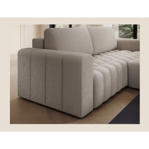 Canapé d’angle convertible DORY beige clair 250 cm avec coffre de rangement angle droit 