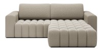 Canapé d’angle convertible DORY beige foncé 250 cm avec coffre de rangement angle droit 