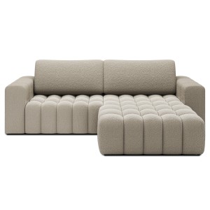 Canapé d’angle convertible DORY beige foncé 250 cm avec coffre de rangement angle droit 