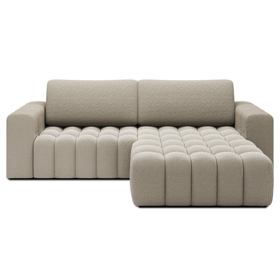 Canapé d’angle convertible DORY beige foncé 250 cm avec coffre de rangement angle droit 