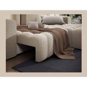 Canapé d’angle convertible DORY beige foncé 250 cm avec coffre de rangement angle droit 