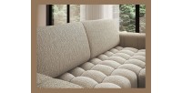 Canapé d’angle convertible DORY beige foncé 250 cm avec coffre de rangement angle droit 