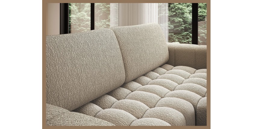 Canapé d’angle convertible DORY beige foncé 250 cm avec coffre de rangement angle droit 