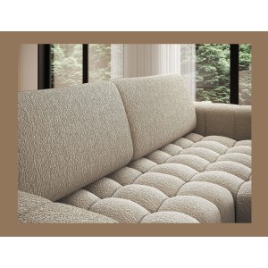 Canapé d’angle convertible DORY beige foncé 250 cm avec coffre de rangement angle droit 