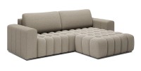 Canapé d’angle convertible DORY beige foncé 250 cm avec coffre de rangement angle droit 