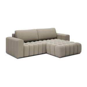 Canapé d’angle convertible DORY beige foncé 250 cm avec coffre de rangement angle droit 