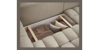 Canapé d’angle convertible DORY beige foncé 250 cm avec coffre de rangement angle droit 