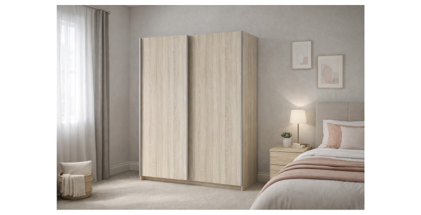 Armoire GOZU 151cm aspect bois clair mise en situation