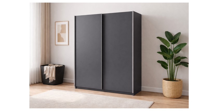 Armoire GOZU 151cm gris graphite mise en situation