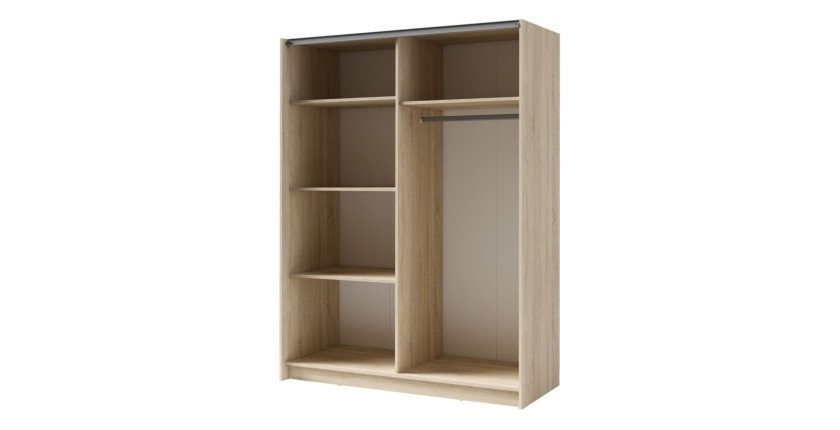 Armoire GOZU 181cm aspect bois clair ouverte