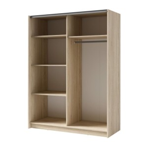Armoire GOZU 181cm aspect bois clair ouverte