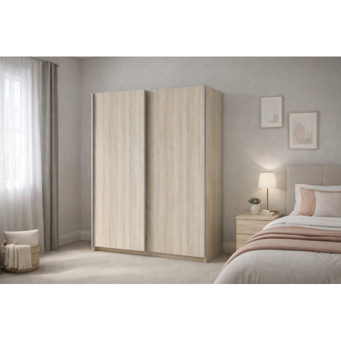 Armoire GOZU 181cm aspect bois clair mise en situation