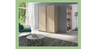 Armoire GOZU 181cm aspect bois clair dans un décor 3D