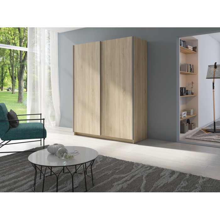 Armoire GOZU 181cm aspect bois clair dans un décor 3D