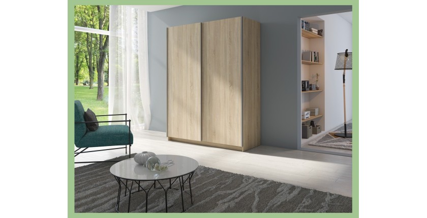 Armoire GOZU 181cm aspect bois clair dans un décor 3D