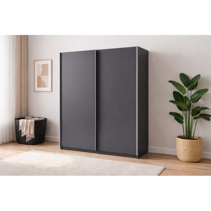 Armoire GOZU 181cm gris graphite mise en situation