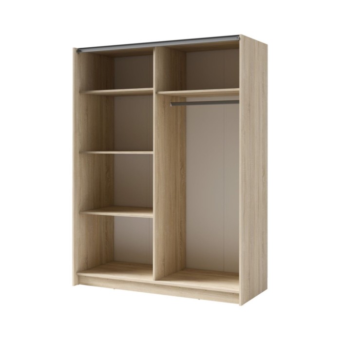 Armoire GOZU 151cm aspect bois clair ouverte