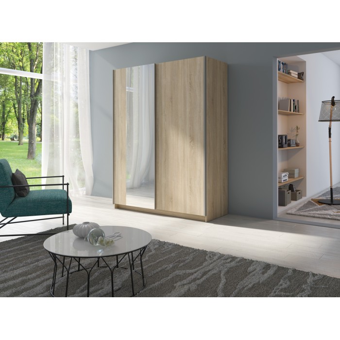 Armoire GOZU 151cm aspect bois clair mise en situation