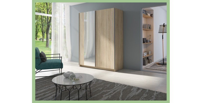 Armoire GOZU 151cm aspect bois clair mise en situation
