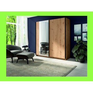 Armoire GOZU 151cm aspect bois foncé vue dans un décor 3D