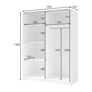 Kledingkast met 2 schuifdeuren en spiegel - Collectie GOZU - Kleur grafietgrijs - 150 x 198 x 62 cm