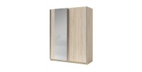 Armoire GOZU avec miroirs aspect chêne clair 181cm