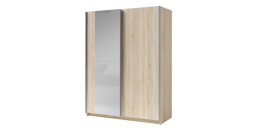Armoire GOZU avec miroirs aspect chêne clair 181cm