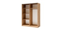 Armoire GOZU avec miroir 181cm aspect bois foncé ouverte