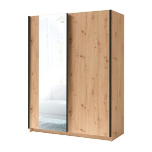Armoire GOZU avec miroir 181cm aspect bois foncé