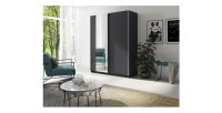 Armoire GOZU avec miroir 181cm gris graphite mise en situation