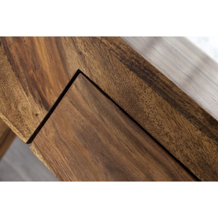 Schreibtisch ORBO 100 cm aus massivem, lackiertem Sheeshamholz mit Schublade – Naturbraun