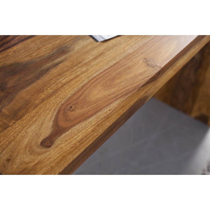 Schreibtisch ORBO 100 cm aus massivem lackiertem Sheeshamholz – Klares Design in natürlichem Braun