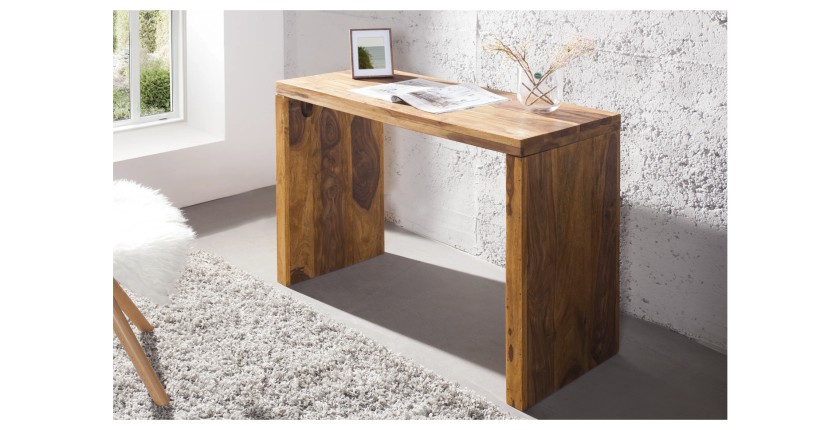 Bureau ORBO 100cm en bois de sheesham vu de côté