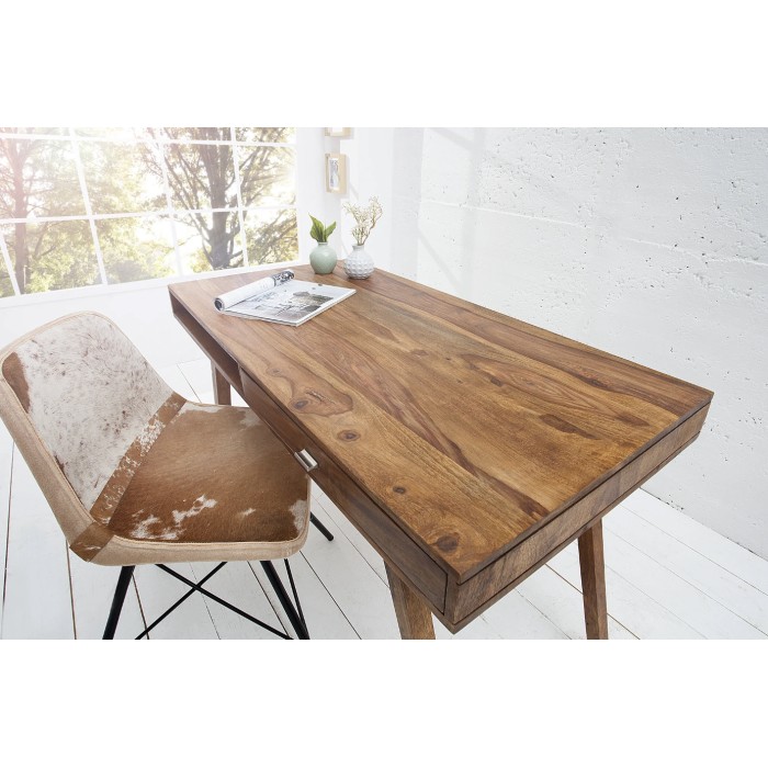 Büro Schreibtisch SCANOVA 117 cm aus massivem lackiertem Sheeshamholz mit Schublade und Fach – Skandinavischer Stil
