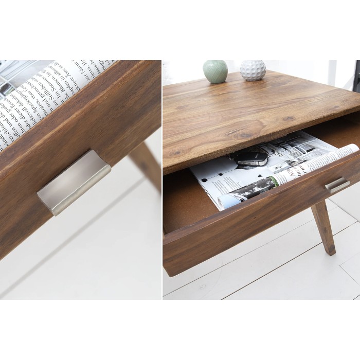 Büro Schreibtisch SCANOVA 117 cm aus massivem lackiertem Sheeshamholz mit Schublade und Fach – Skandinavischer Stil
