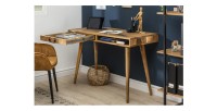 Bureau SCANOVA 120cm en bois de manguier avec tiroir ouvert