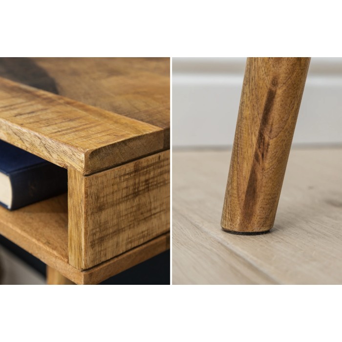 Schreibtisch SCANOVA 120 cm aus massivem, lackiertem Mangoholz mit Schublade und Fach – Skandinavischer Stil