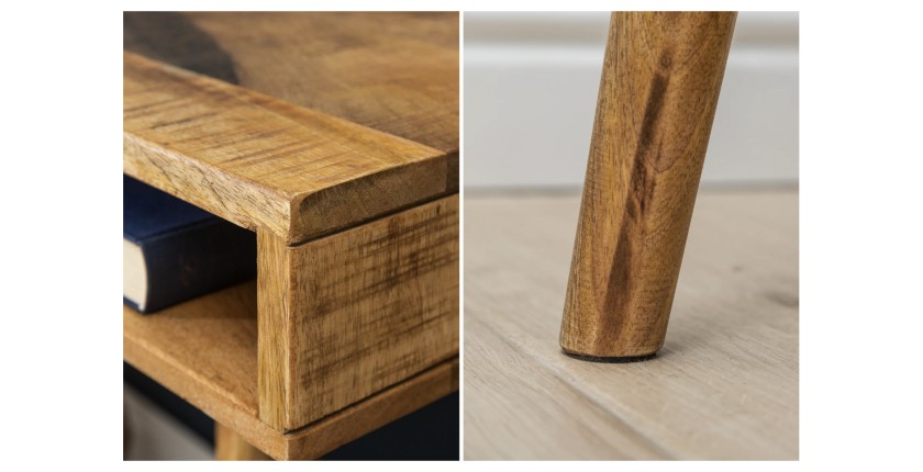 Zoom sur les détails du bureau SCANOVA 120cm en bois de manguier