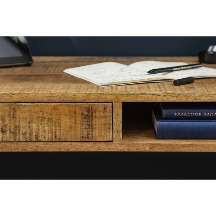 Schreibtisch SCANOVA 120 cm aus massivem, lackiertem Mangoholz mit Schublade und Fach – Skandinavischer Stil