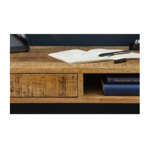 Zoom sur la tranche du bureau SCANOVA 120cm en bois de manguier