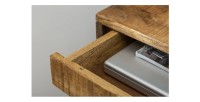Zoom sur le tiroir ouvert du bureau SCANOVA 120cm en bois de manguier