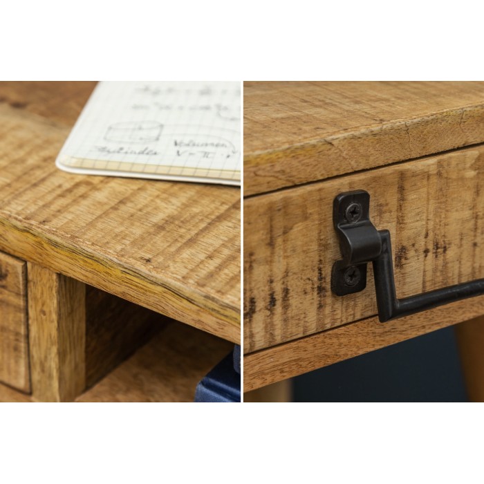 Schreibtisch SCANOVA 120 cm aus massivem, lackiertem Mangoholz mit Schublade und Fach – Skandinavischer Stil