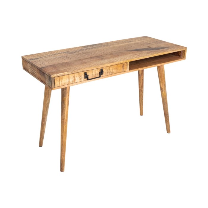 Schreibtisch SCANOVA 120 cm aus massivem, lackiertem Mangoholz mit Schublade und Fach – Skandinavischer Stil
