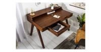 Bureau SKAGEN 120cm en acacia vu de côté avec tiroir ouvert