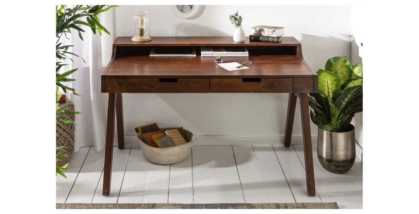 Bureau SKAGEN 120cm en acacia vu de face